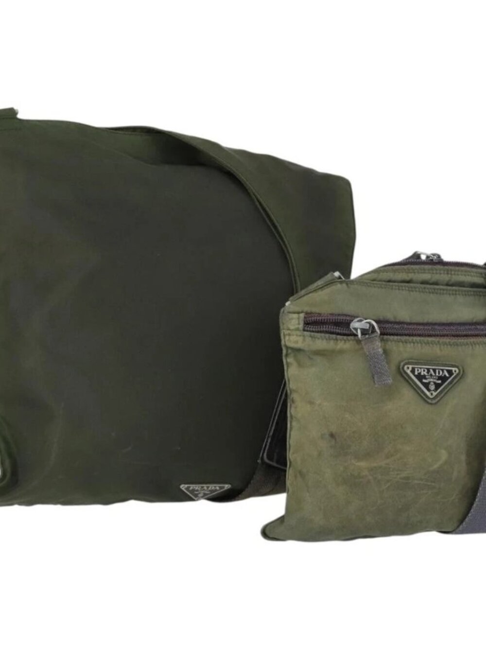 PRADA Shoulder Bag Nylon 2 Set Khaki